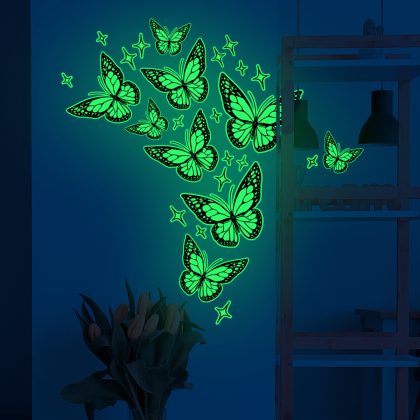 21*29cm Green Luminous PVC Butterfly Wall Stickers