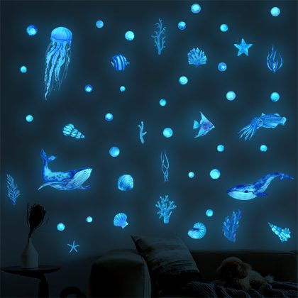 Ocean Creatures Glow in The Dark Wall Stickers Kids Room Decorations